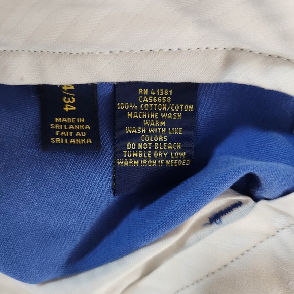 Polo Ralph Lauren Blue Flat Front Chinos‎ 34x33 100% Cotton Classic Fit Logo - Picture 4 of 11
